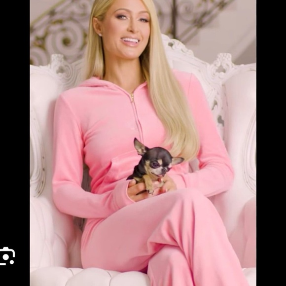 Juicy Couture VTG 90s y2k Light Pink Velour Classic Hoodie Jacket RARE Size M - Picture 3 of 5